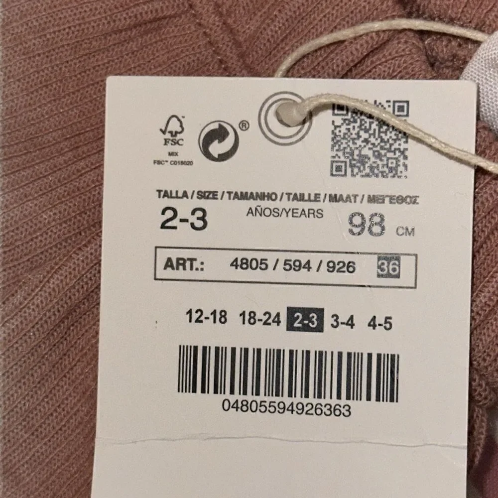 ZARA Kids Pink Ribbed Jogger Pants NWT Size 3T